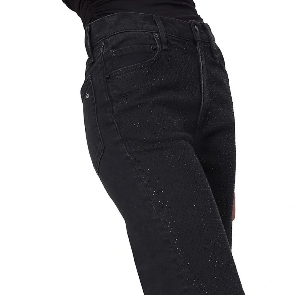 Rag & Bone Harlow Jewel Mid-Rise Ankle Jeans Black 25 - Picture 5 of 11